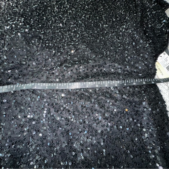 Adrianna Papell Black Flutter Sleeve Beaded Short Sequin Dress - NWT - 14 - Picture 10 of 12